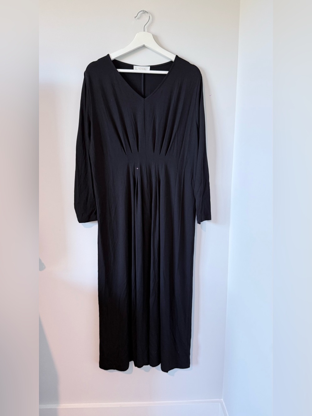 NOEN WOMEN Sz 14 MAXI DRESS BLACK STRETCH Minimalist Comfort Travel Casual Relax